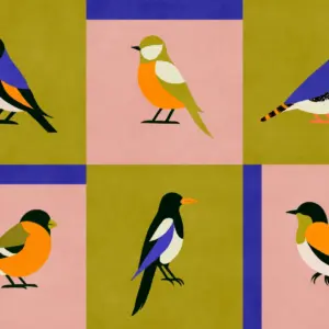 Papel pintado Like a Bird Cobalto