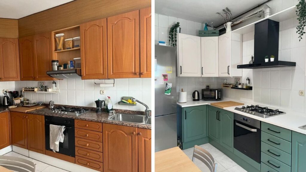 Cocina con encimera granito en blanco 1