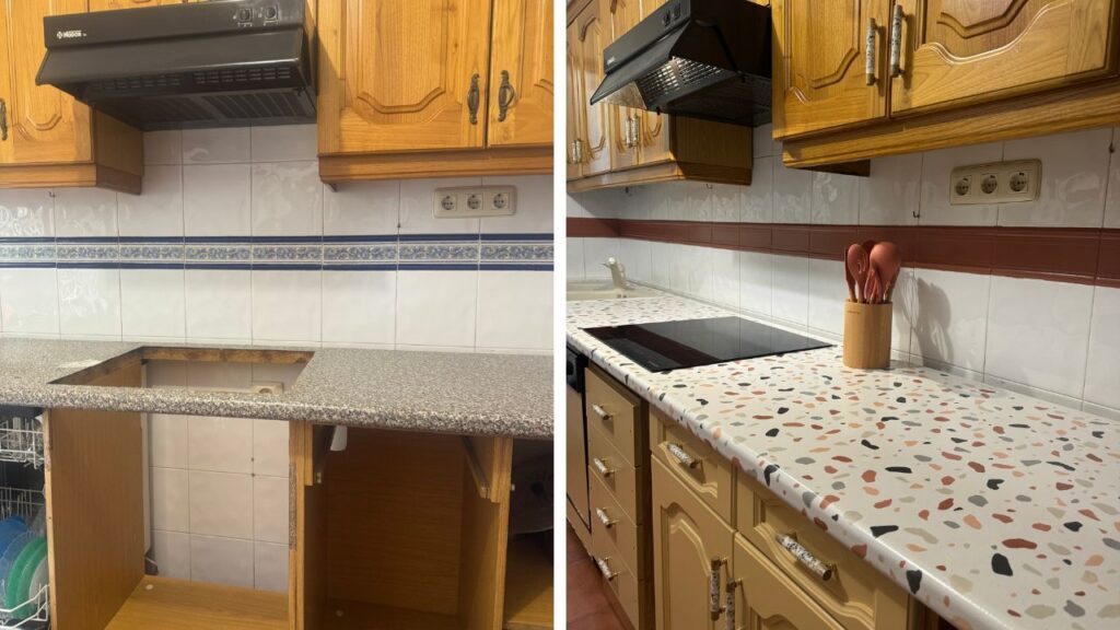 Cocina con encimera granito en colores