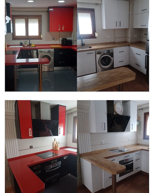Renovar la casa con pintura: Cocina roja antes y después