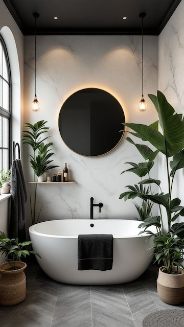 Techo de baño pintado en Casi Negro