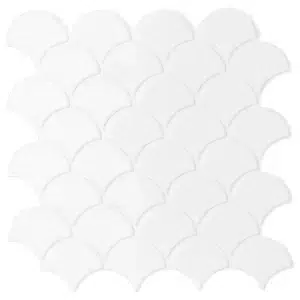 Azulejo Adhesivo Mosaico Escama Blanco Brillo
