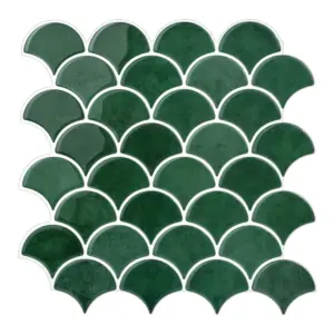 Azulejo Adhesivo Mosaico Escama Verde Esmeralda