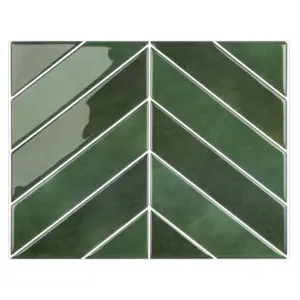 Azulejo Adhesivo Mosaico Espiga Verde Bosque Brillo